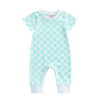 Infant Baby Checkerboard Plaid Printed Romper Jumpsuits - Babbez