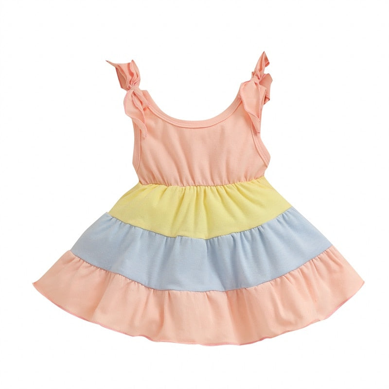 Baby Girls Princess Striped Patchwork Sundress