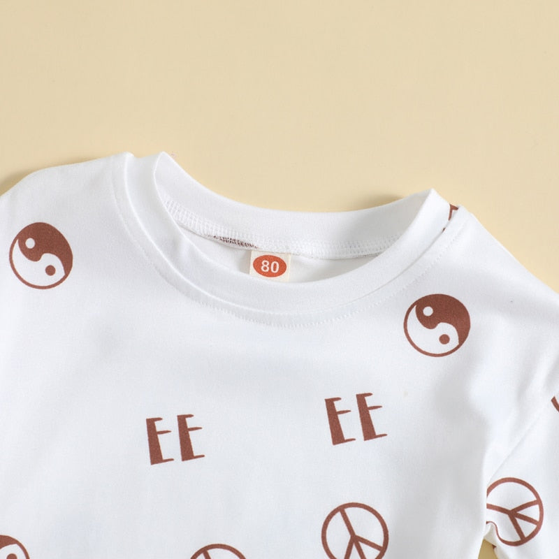 Newborn Baby Yin Yang Symbol Print Bodysuit for Summer