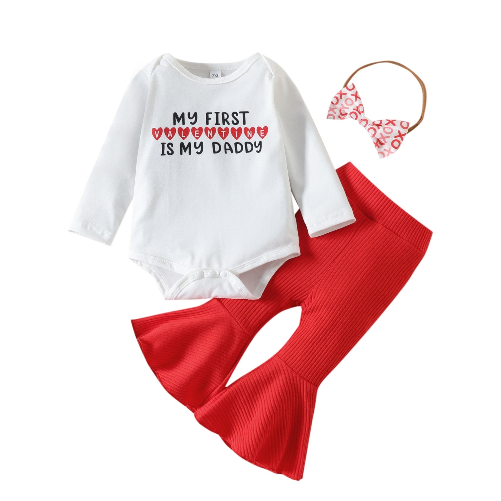 Adorable 0-24 Months Valentines Day 3pcs Baby Girls Clothes Sets