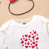 Love Elephant Print Newborn Girls Valentine's Day Outfit