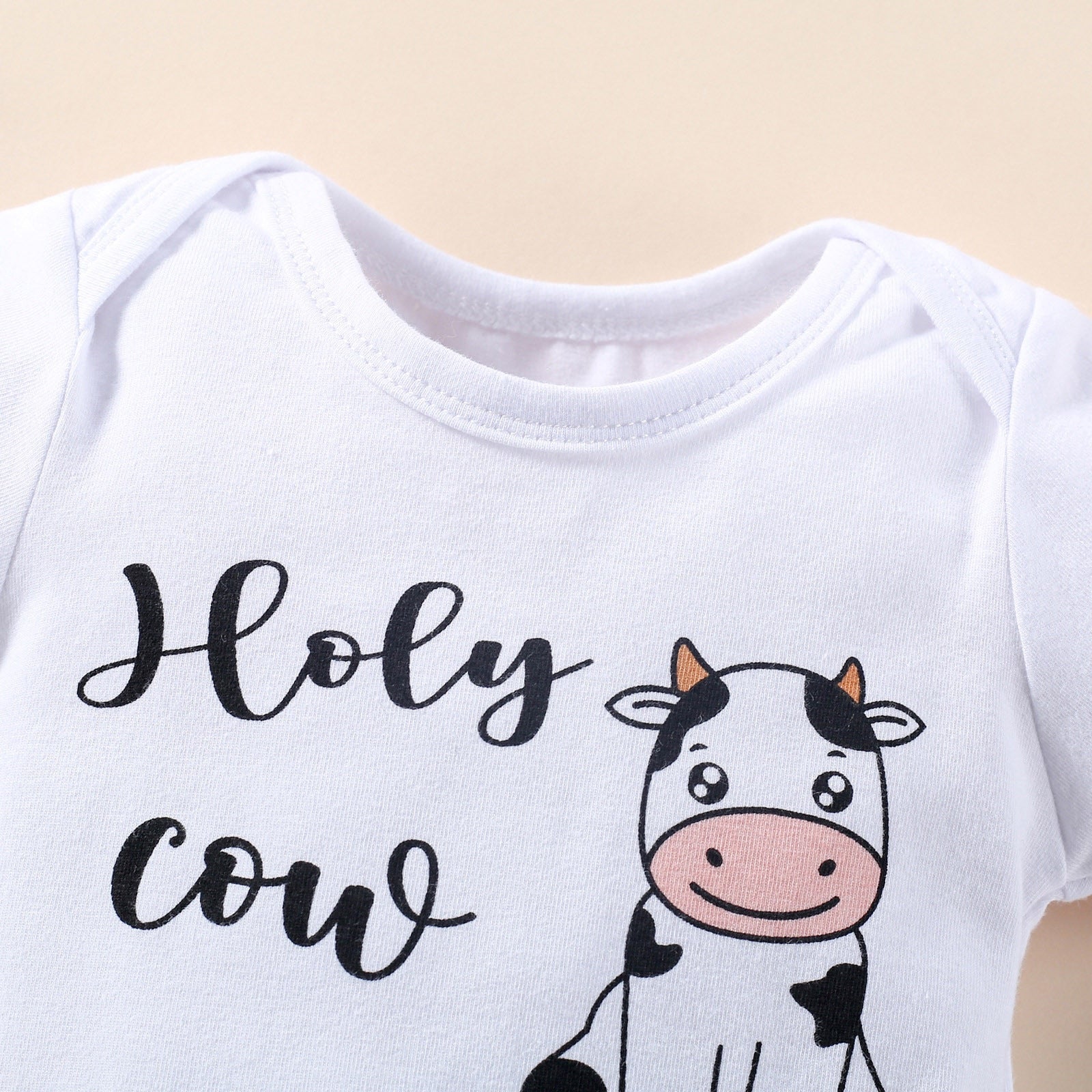 Adorable Baby Suit: Summer Short Sleeve Tops and Suspenders Shorts Sets with Cow Letter Prints - Perfect for Birthdays and Playtime