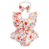 Floral Ruffles Girls Newborn Bodysuit for Summer