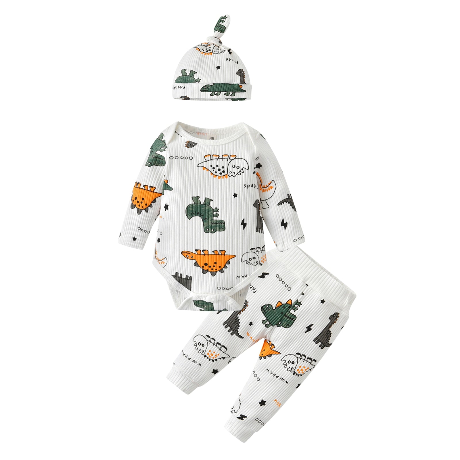 Adorable 3PCS Dinosaur Printed Baby Boy Clothes Set for Spring and Autumn