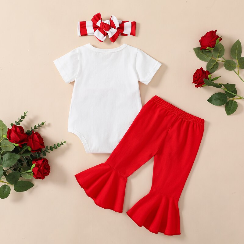 Stylish Infant Baby Girl Stripe Romper and Flare Pants Set