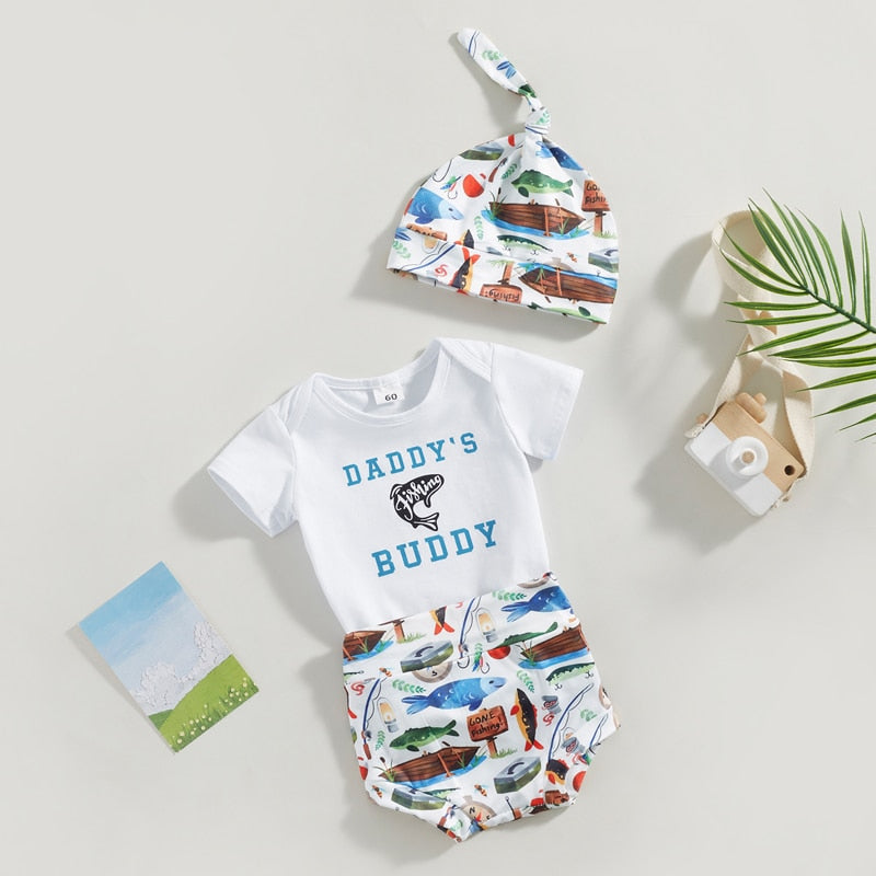 Newborn Infant Baby Girl 2Pcs Summer Clothing Set Letter Bodysuit Toop Rugby Pattern Shorts