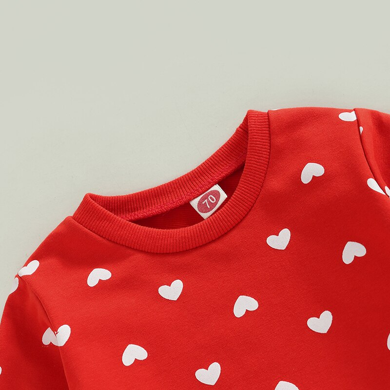 Cute Newborn Baby Girls Heart Print Clothes Sets for Valentine's Day