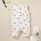 Adorable Summer Romper with Leaves Print for Infants and Toddlers