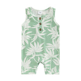 Newborn Baby Romper with Printed Pattern and Front Buttons - Babbez