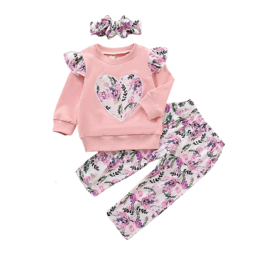 3Pcs Kids Baby Girl Clothes Sets - Ruffled Top, Bow Pants, Newborn Infant Outfit