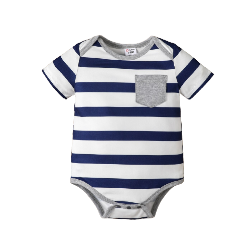 Baby Stars/Striped Short-sleeve Romper for Boys