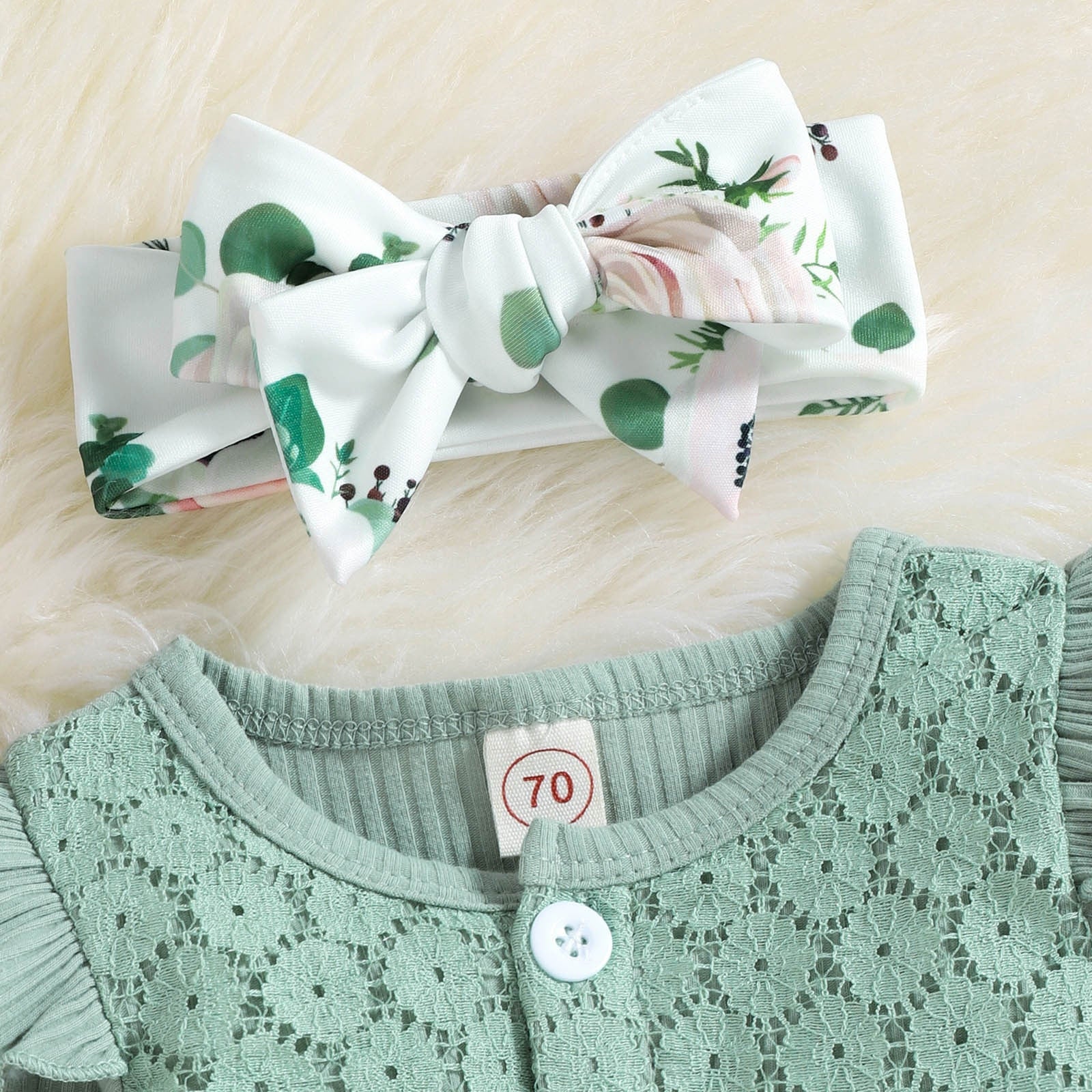 Adorable Baby Girl Clothes Set for Autumn/Winter - Long Sleeve Romper and Pants with Bow Detail