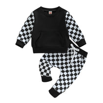 Baby Unisex Checkered Long Sleeve Sweatshirt and Pants Set - Babbez