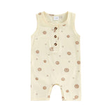Baby Printed Rompers for Newborns - Front Button Sleeveless Round Neck - Babbez