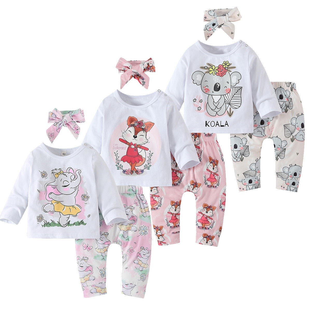 Adorable Animal Print Newborn Baby Girl Clothes Set