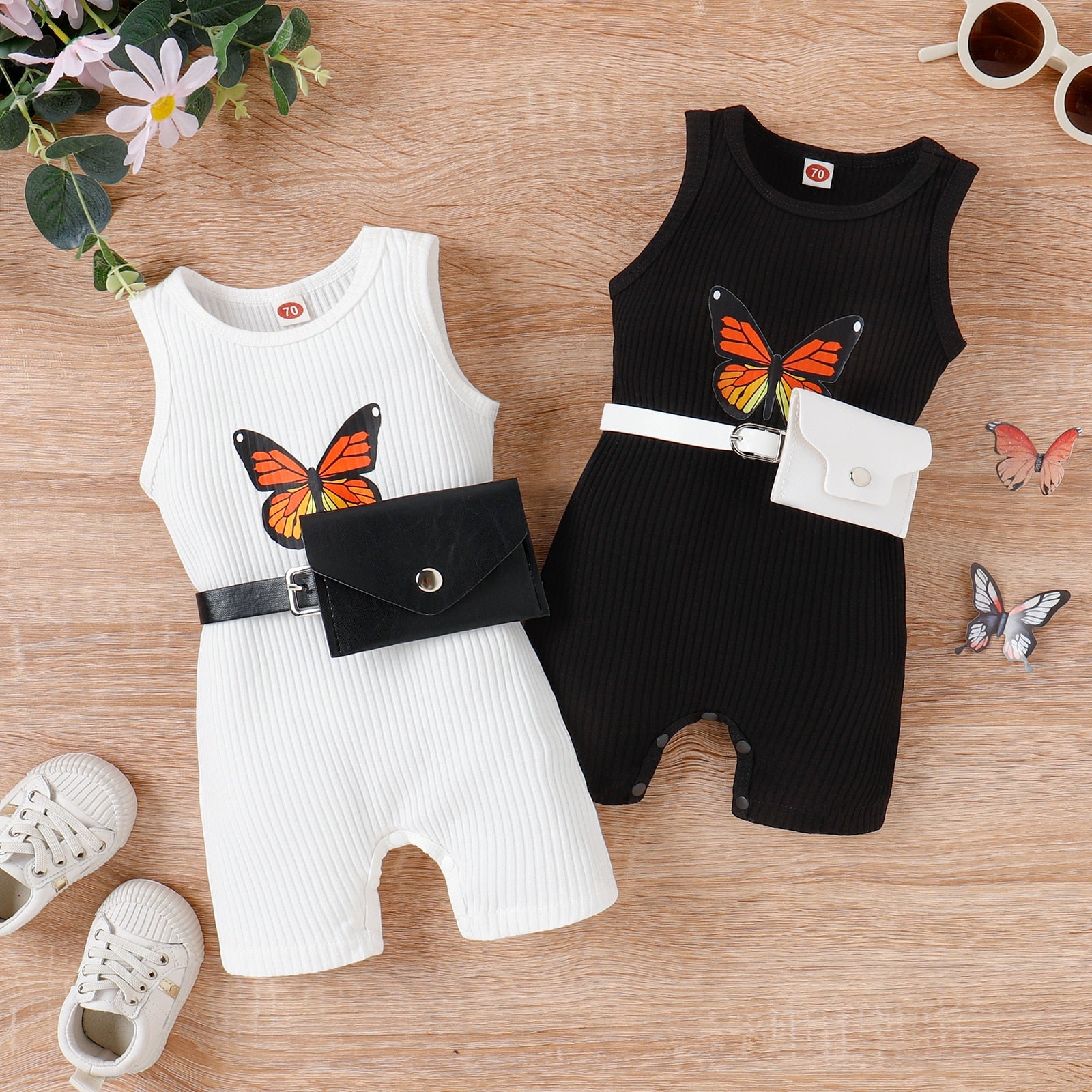 Butterfly Print Romper for Infant Girls