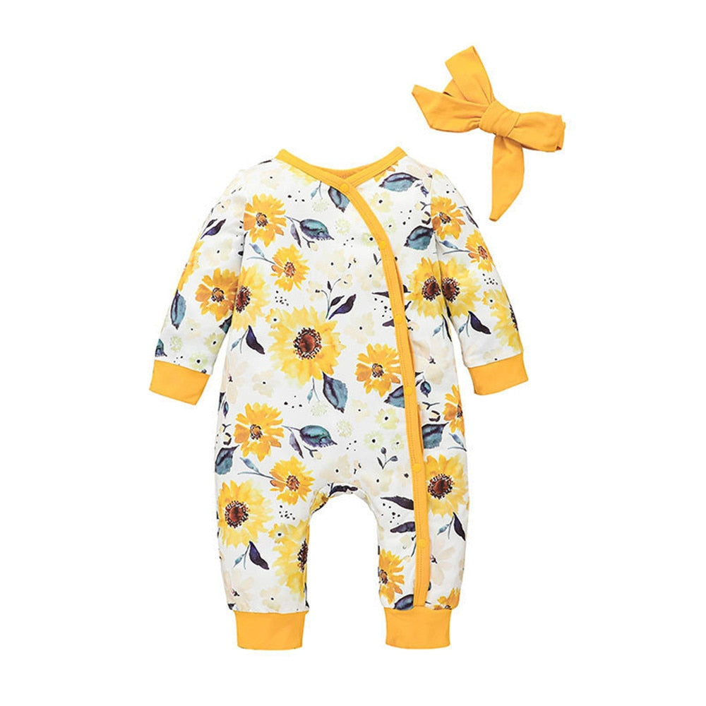 Sweet and Comfy Flowers Baby Rompers for Girls