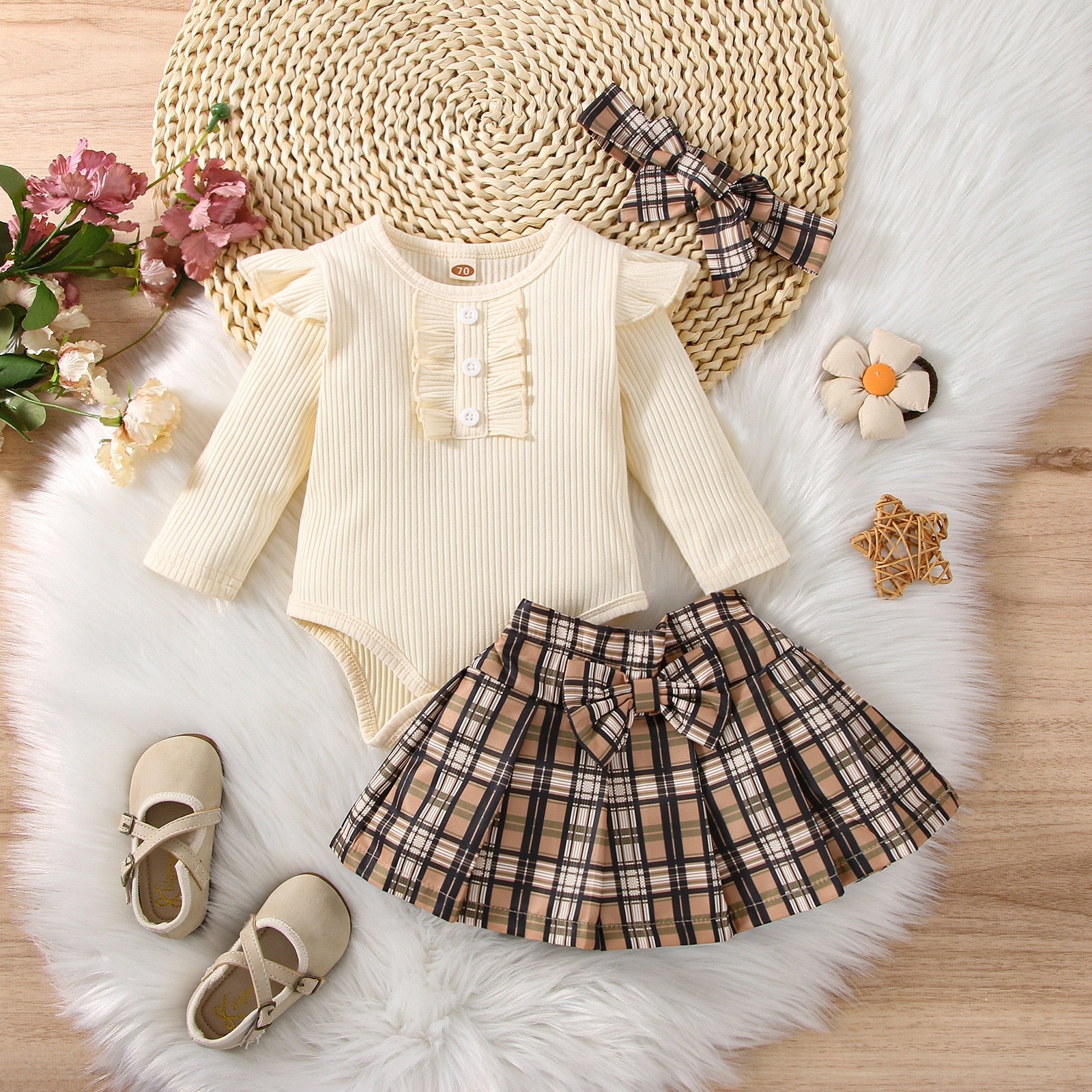 Baby Girl Outfit Sets Pink Dots Lace Romper+Layered Denim Skirts Newborn Birth Set Baby Girl Clothes