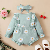 Adorable 2pcs Set Infant Outfit Romper+ Headband Baby Girl Dress
