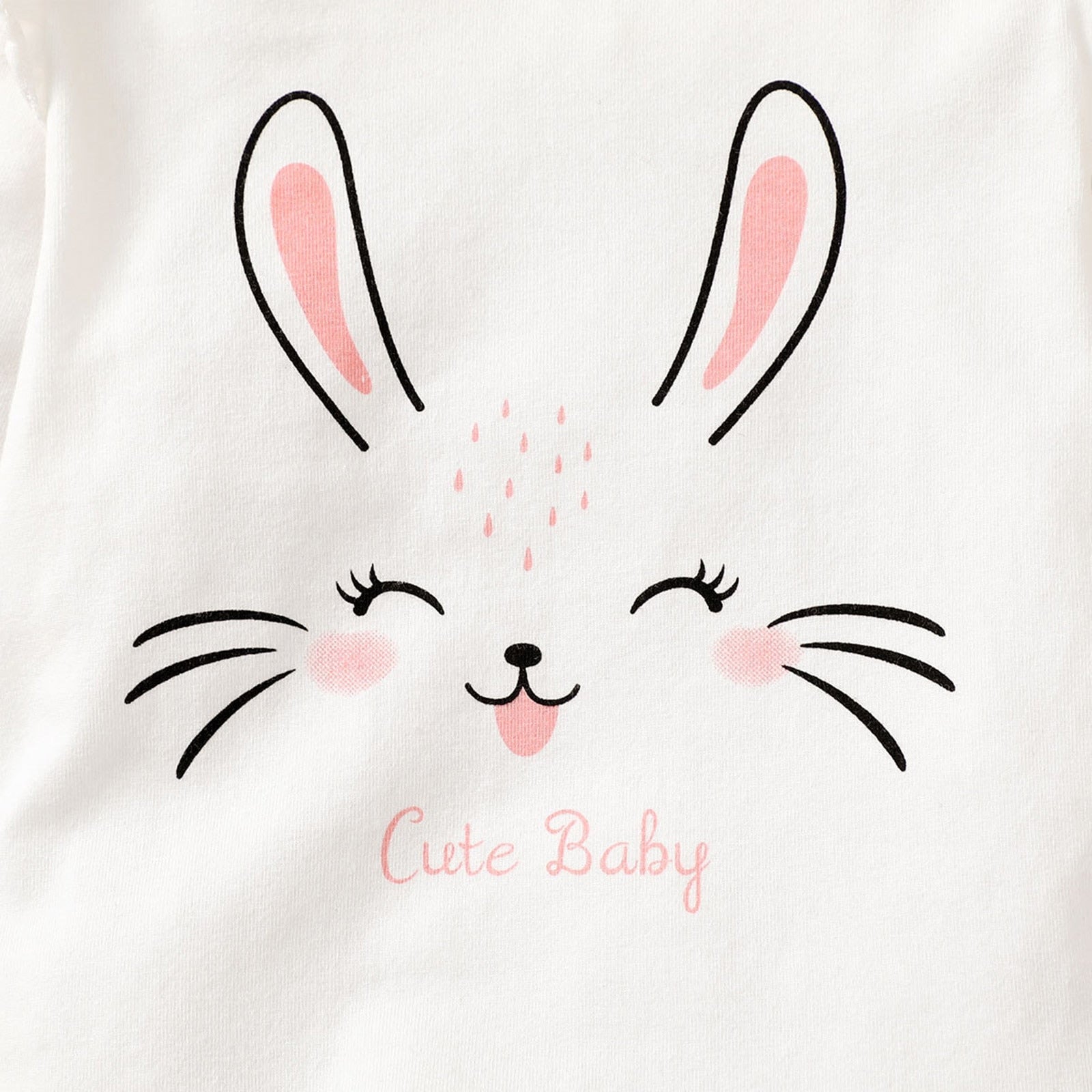 Adorable Baby Girls Rabbit Clothes for Easter - Smile Bunny Romper Tops + Pink Embroidery Pants Set