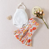 Stylish Summer Newborn Baby Girls Clothes Sets with Knitted Bodysuits and Flare Pants