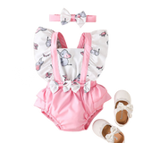 Cute and Comfy Newborn Girls Bodysuit | Adorable Elephant Printed Baby Rompers | Flying Sleeve Toddler Costume Dress | Perfect for Summer Clothing