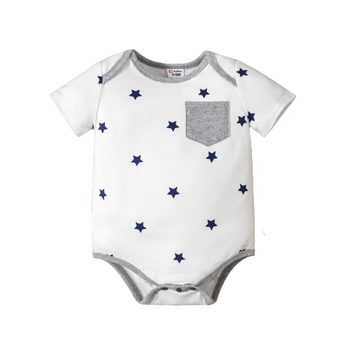 Baby Boy Stars/Striped Short-sleeve Romper