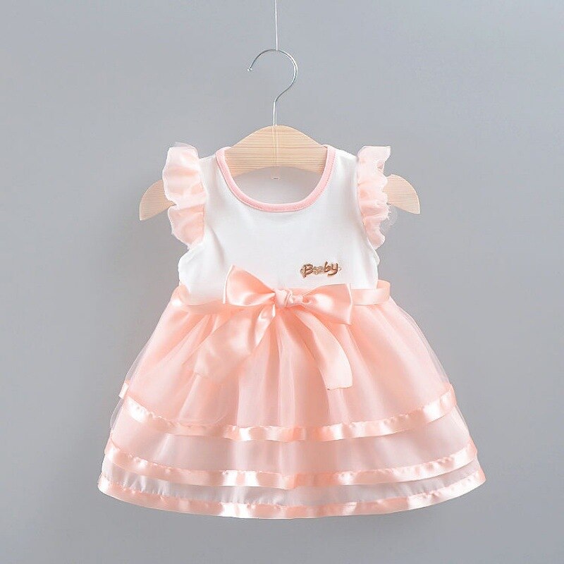 Sweet Bow Baby Girl Princess Evening Dress for Birthday Party and Toddler Tutu Dresses