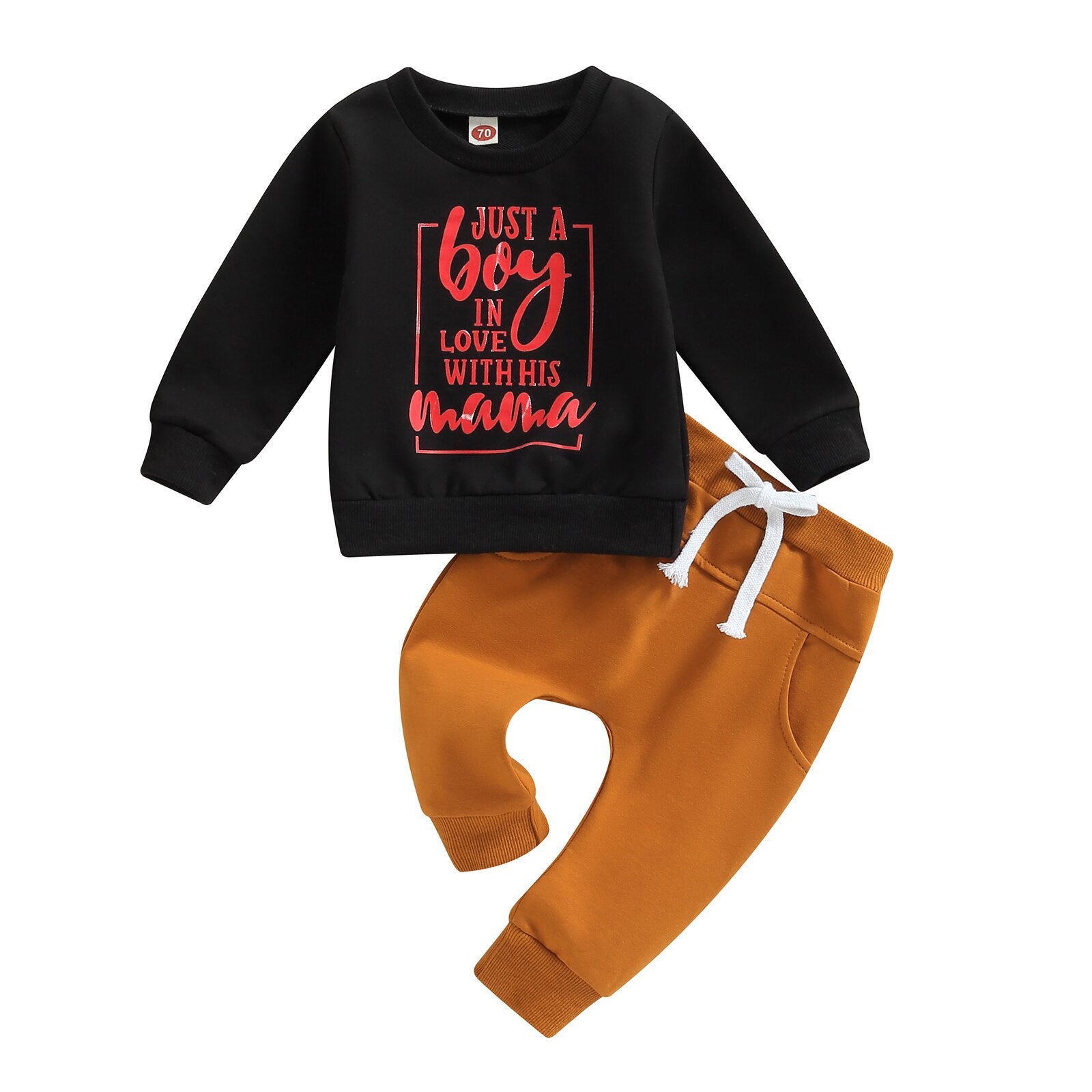 Elevate Your Child's Style with This Charming Letter Cow Head Print Sweatshirt and Solid Color Trousers Set
