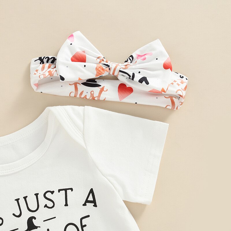 Cute Short Sleeve Letter Print Romper Set for Baby Boys and Girls