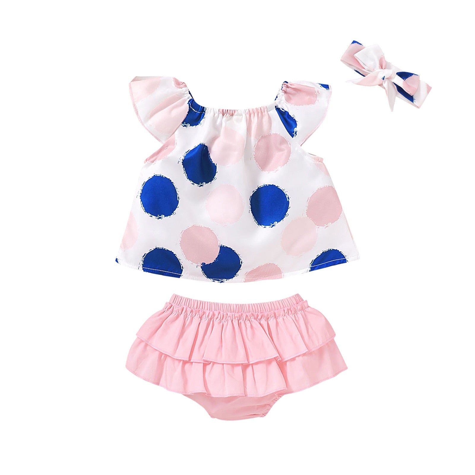 Stylish Dot Print 3PCS Outfits for Newborn Infant Girls 0-24 Months