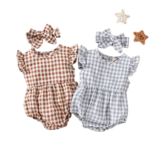 Cute Summer Plaid Rompers for Newborn Baby Girls