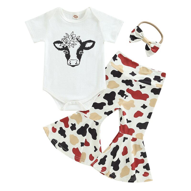 Newborn Baby Girl Clothes Short Sleeve Letter T-shirt Pants Headband Outfit Set