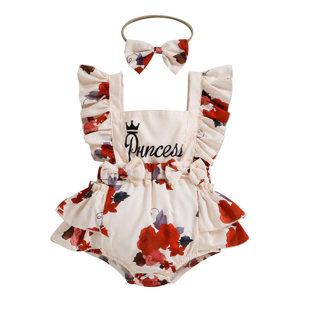 Princess Bodysuit for Newborn Girls with Flying Sleeve Ruffles
