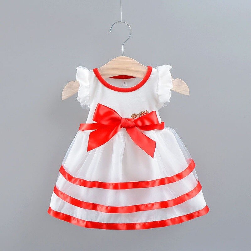 Sweet Bow Baby Girl Princess Evening Dress for Birthday Party and Toddler Tutu Dresses