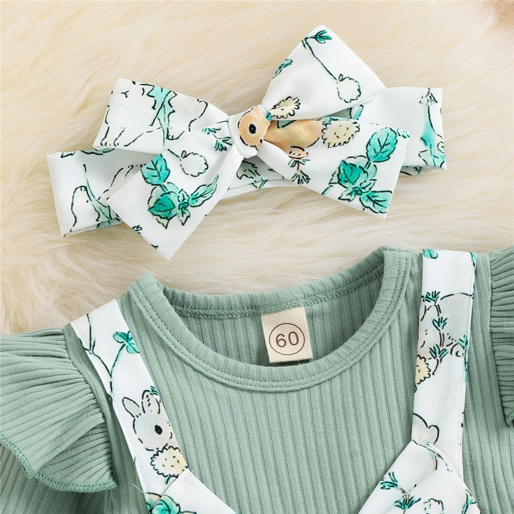 Sweet Baby's Rompers Bowknot Flying Sleeve Bodysuit for Newborns