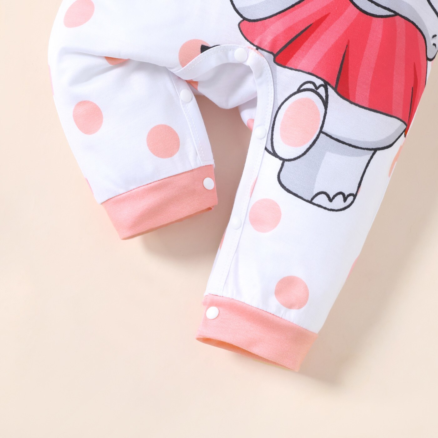 Baby Girl Cartoon Elephant Print Short-sleeve Jumpsuit