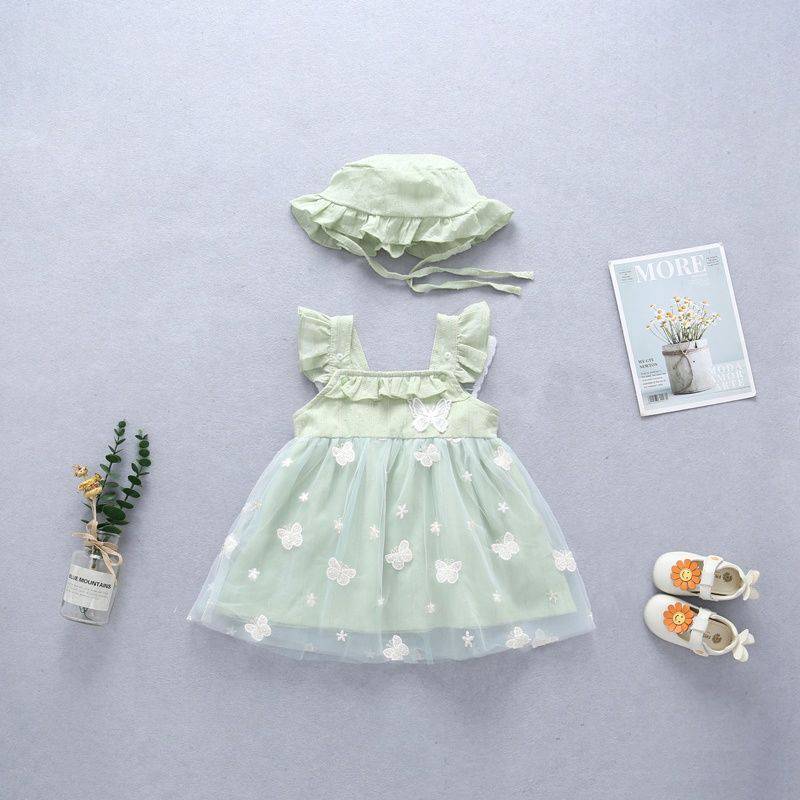 Sweet Baby Girl Party Dress with Sleeveless Wings