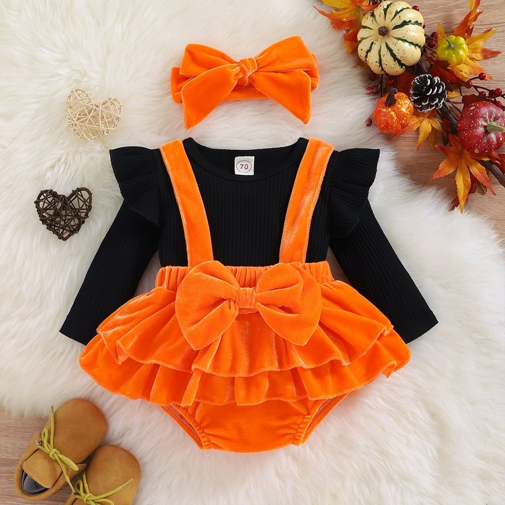 Velvet Baby Girl Romper Dress: Long-Sleeved Autumn/Spring Clothes for Newborns