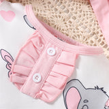 Adorable Elephant Print Baby Girl Romper Set for Spring/Summer