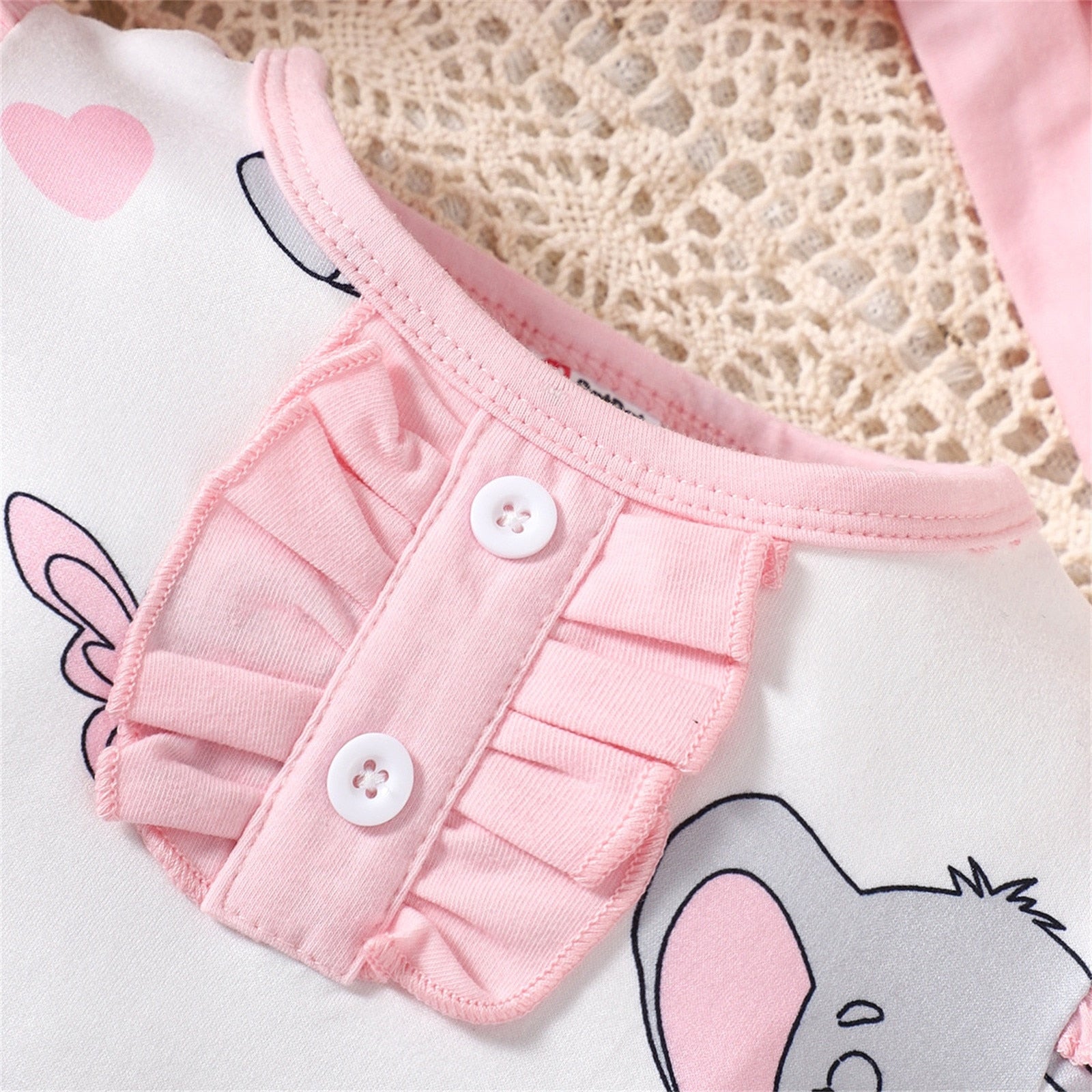 Adorable Elephant Print Baby Girl Romper Set for Spring/Summer