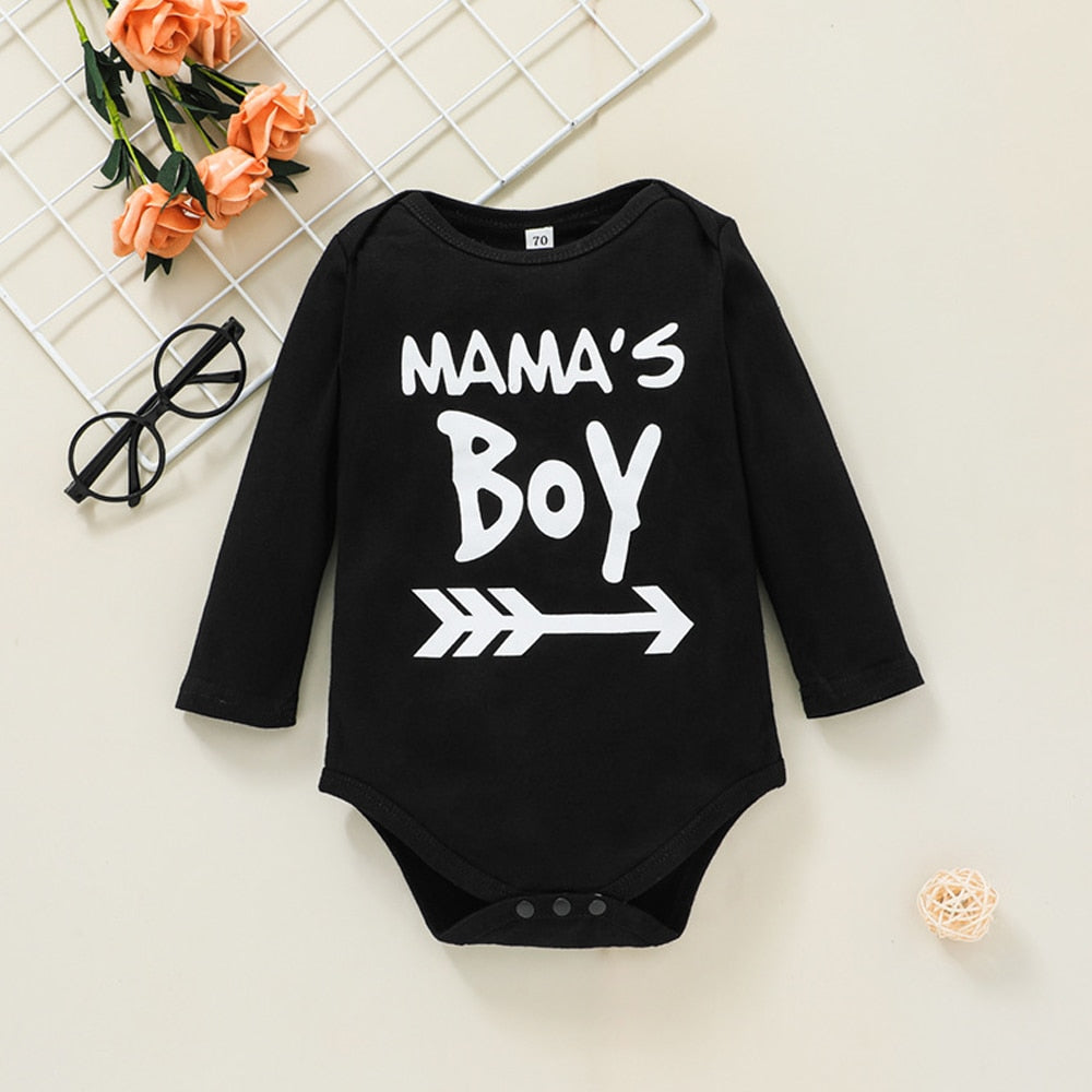 Newborn Clothes Baby Boy Girl Long-sleeved Romper Print Trousers Hat Three-piece Set Cotton Infant Toddler Kids Clothing