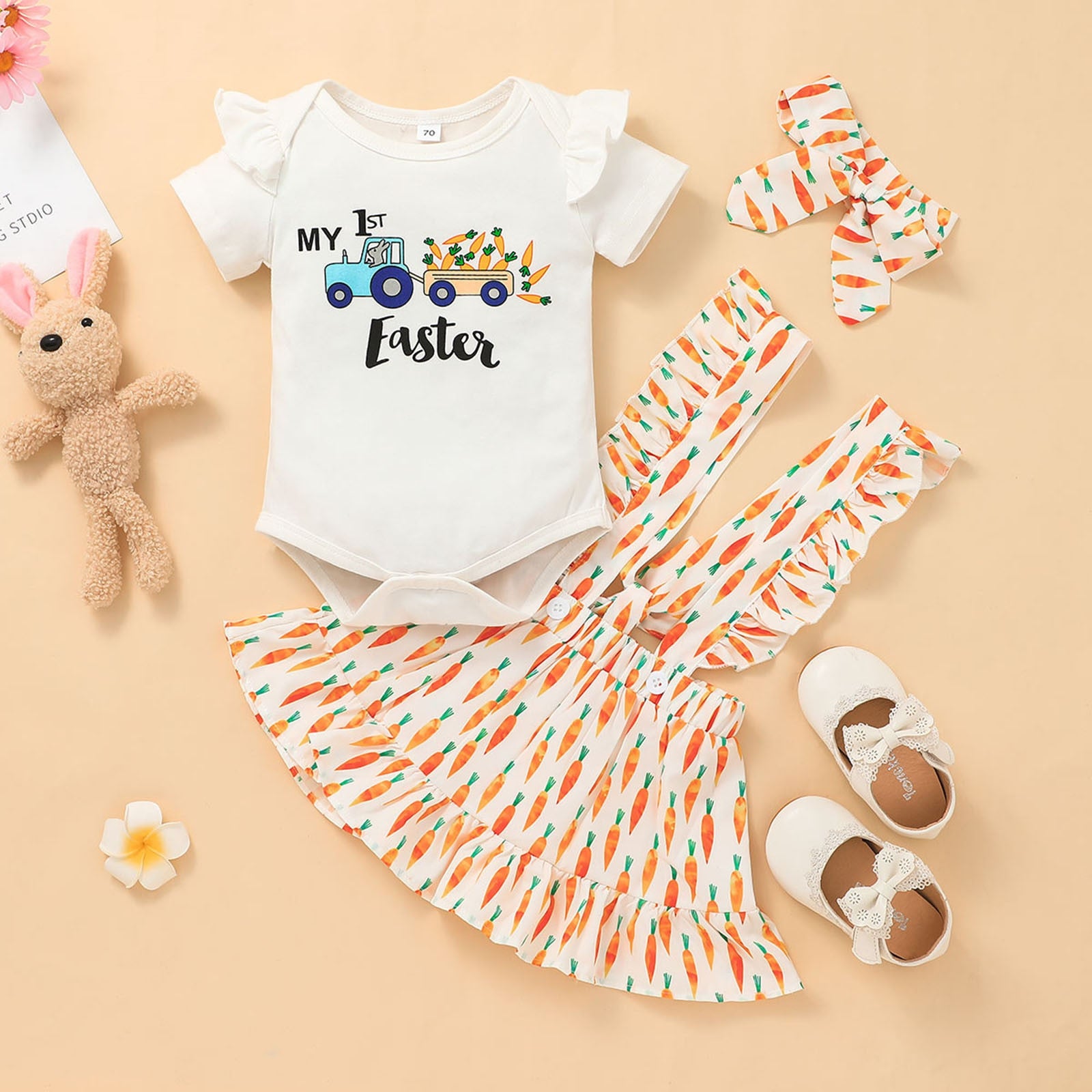 Cute Infant Baby Girls Clothes Set with Rabbit Prints