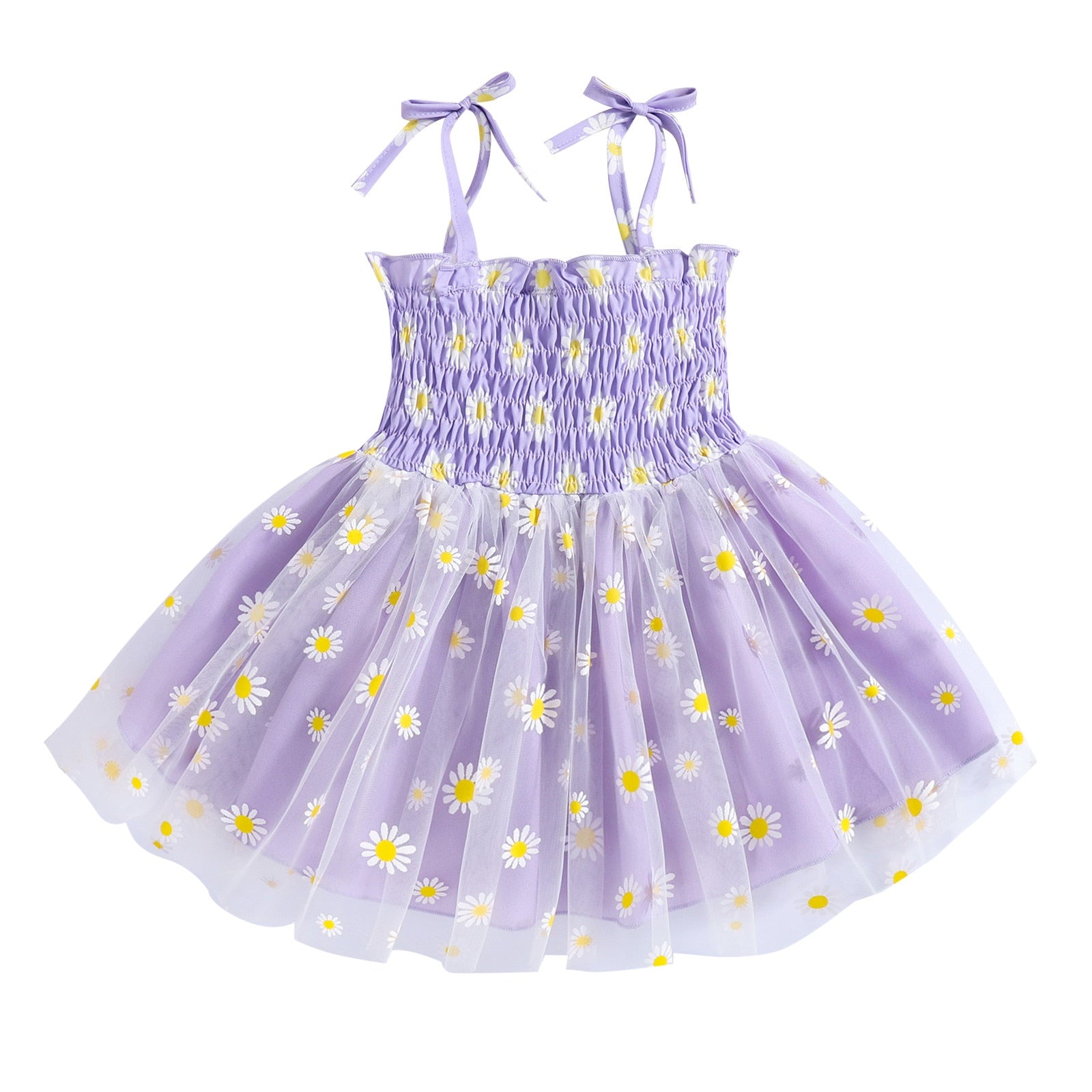 Summer Floral Print Toddler Girls Dress - Sleeveless Beach Tutu Dress Layered Tulle Dress