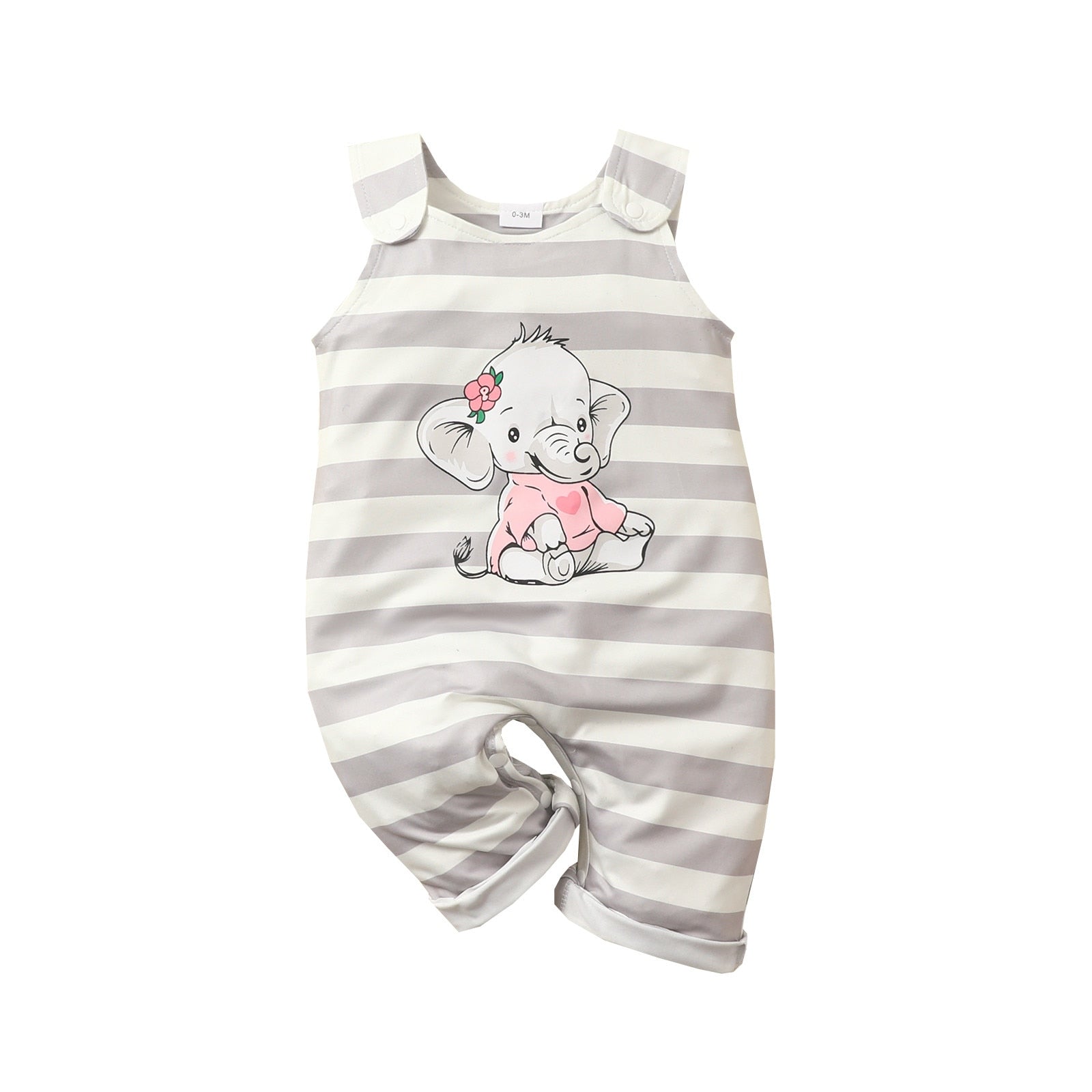 Cute Elephant Print Rompers for Infant Girls and Boys