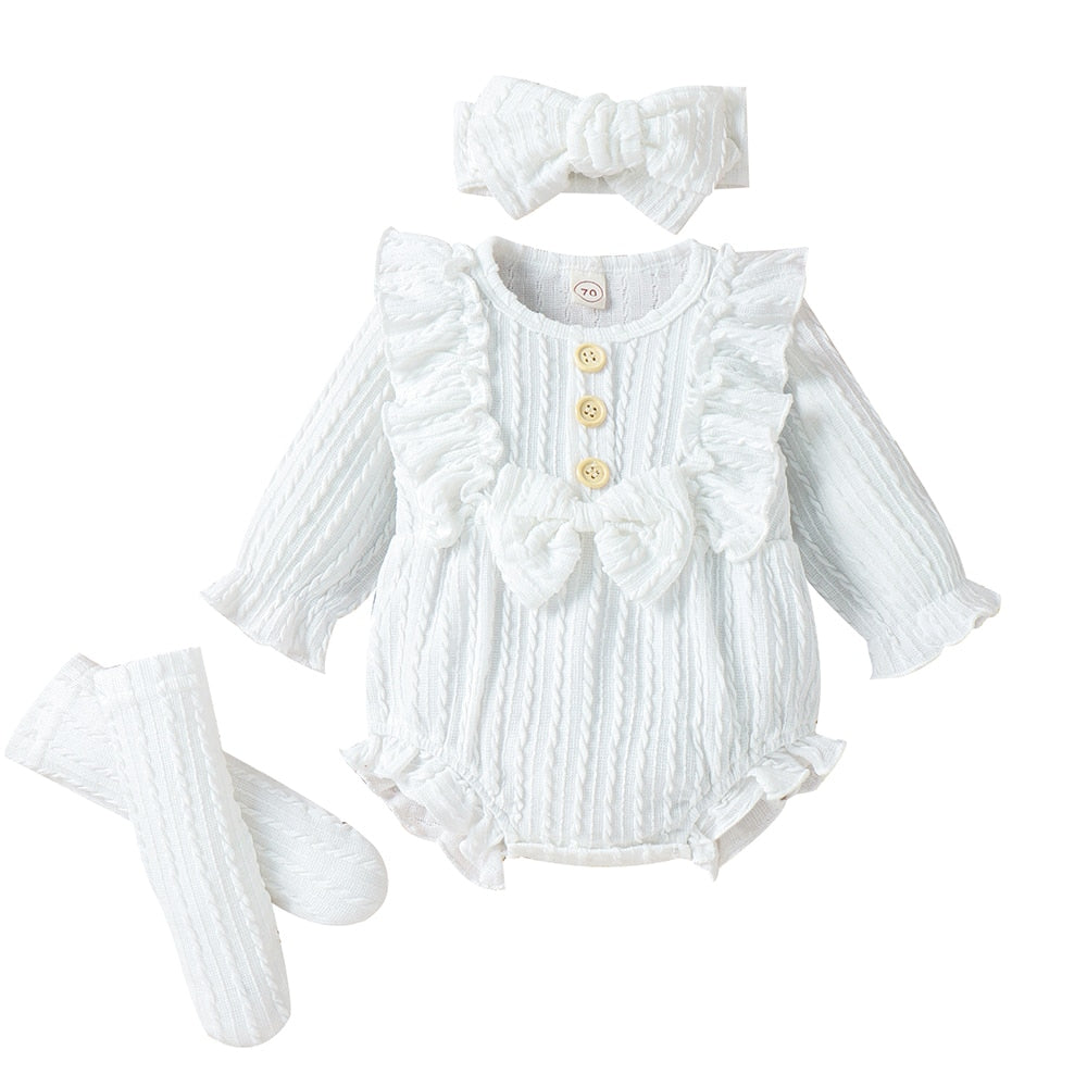 Cute and Comfortable 3-Piece Newborn Baby Girls Outfit