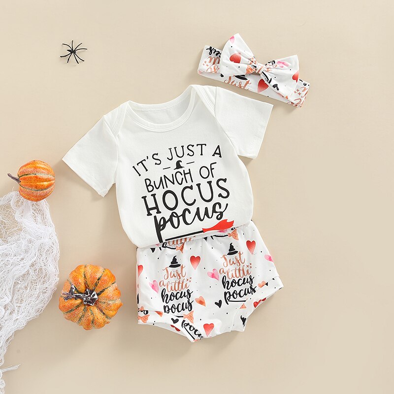 Cute Short Sleeve Letter Print Romper Set for Baby Boys and Girls