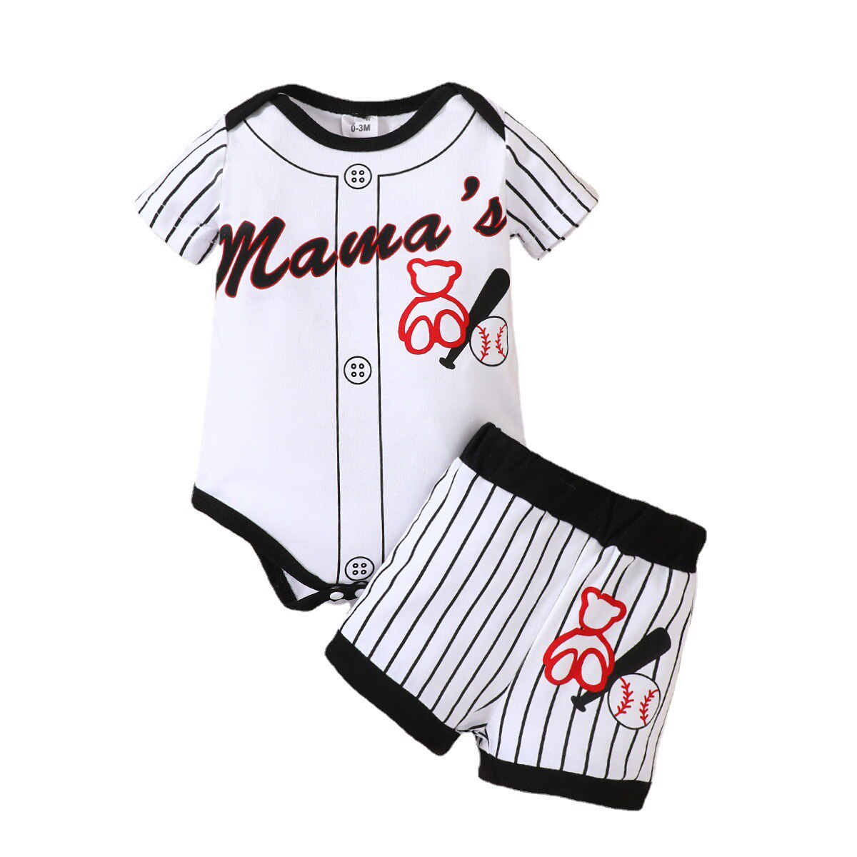 "Cute Bear" Baby Boy Outfit Sets: Summer Romper and Shorts with Sporty Style