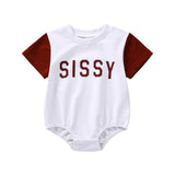 Summer Kids Boys Casual Rompers Newborn Infant Girls Letter Print Patchwork Color Romper Jumpsuits Toddler Clothes - Bab