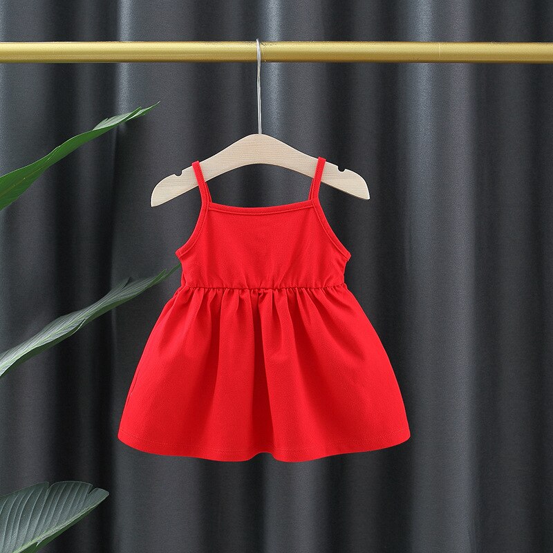 Baby Girl Red Dress with Bowknot Suspenders